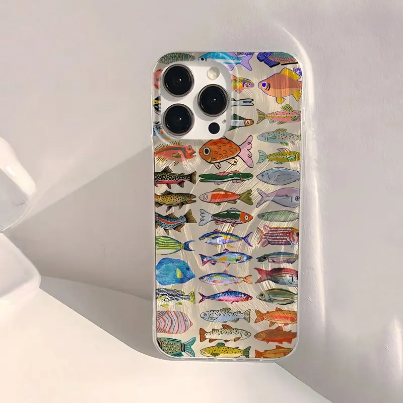 Colorful Fish Pattern Phone Case, TPU Smartphone Casing, Soft Shell Protective Cover, Protector, Smartphone Accessories for iPhone 17, 16pro, 15, 14, 13, 12, 11 Pro Max, Gift for Friends or Partner
