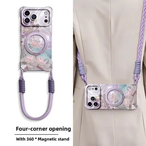 MagSafe Silicone Smartphone Cover - Wireless Lotus Accessories for Apple iPhone 17 Pro Max/17 Pro/16 with Crossbody Strap, Wrist Strap, Kickstand (Sports & Outdoor Premier League Fan Shop)