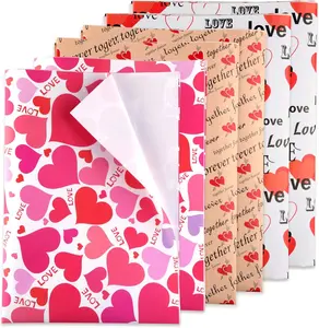6 Pcs Heart Printed Tissue Wrapping Paper (50×70 cm) – Red Gift Wrap for Valentine’s Day, Easter & New Year Gifts