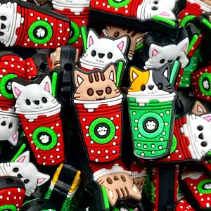 Powered By Cats & Coffee Silicone Focal Beads - Perfect for Crafting & Beading
