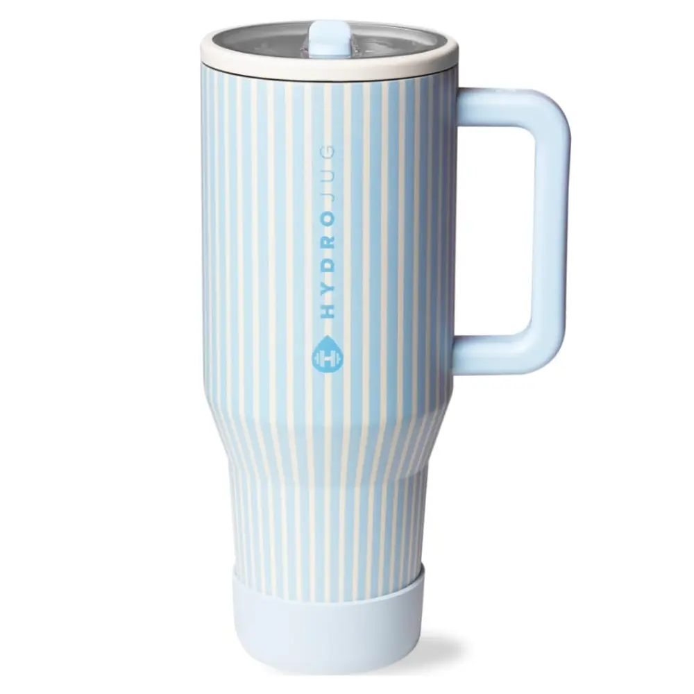 Stylish Tall Classic 40oz HydroJug Traveler Cape Cod Reusable Insulated Stainless Steel Water Bottle - Large Leakproof Kitchenware Drinkware Tumbler with Handle, Flip Straw, 24-Hour Temperature Control (For Adults), Travel Mug
