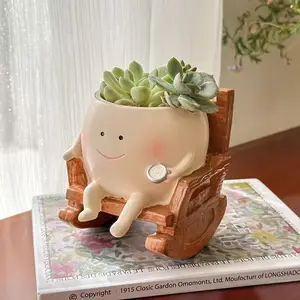 1pc 1pcs Rocking Planter for Outdoor Use, Lightweight Resin Rocker Base, Irregular Shape, Decorative Plant Pot for Desk & Balcony, Succulent Planter, Resin Flower Pot, Outdoor Planters, Garden Accessories, Modern Plant Pot