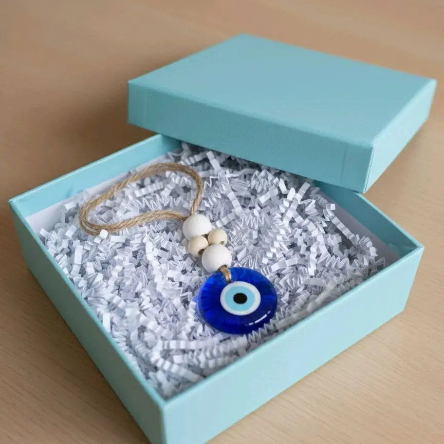 Evil Eye Pendent Home & Car Size Medium Blue Glass Charm with White Beads for Protection and Good Luck CUSTOM AVAILABLE