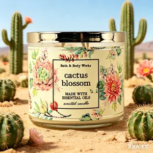 Romantic Candle Bath & Body Works White Barn CACTUS BLOSSOM 3 Wick 14.5 Oz Scented Candle Mother's Day Gift
