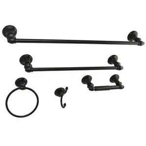 Kingston Brass  5 PieceProvence Collection Towel Bar Bath Hardware Set, Oil Rubbed Bronze, Bathroom Decor Set, Decorative, Bathroom Sets, Traditional