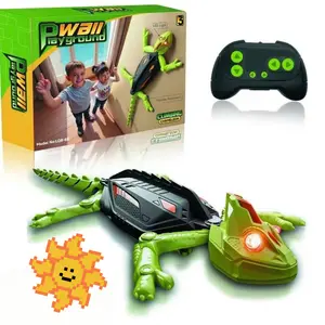 Remote Control Wall-Climbing Lizard Toy LED Glowing Eyes 360° Drift Soft Rubber Reptile for Indoor Party Holiday Gift Rechargeable Electric Toy