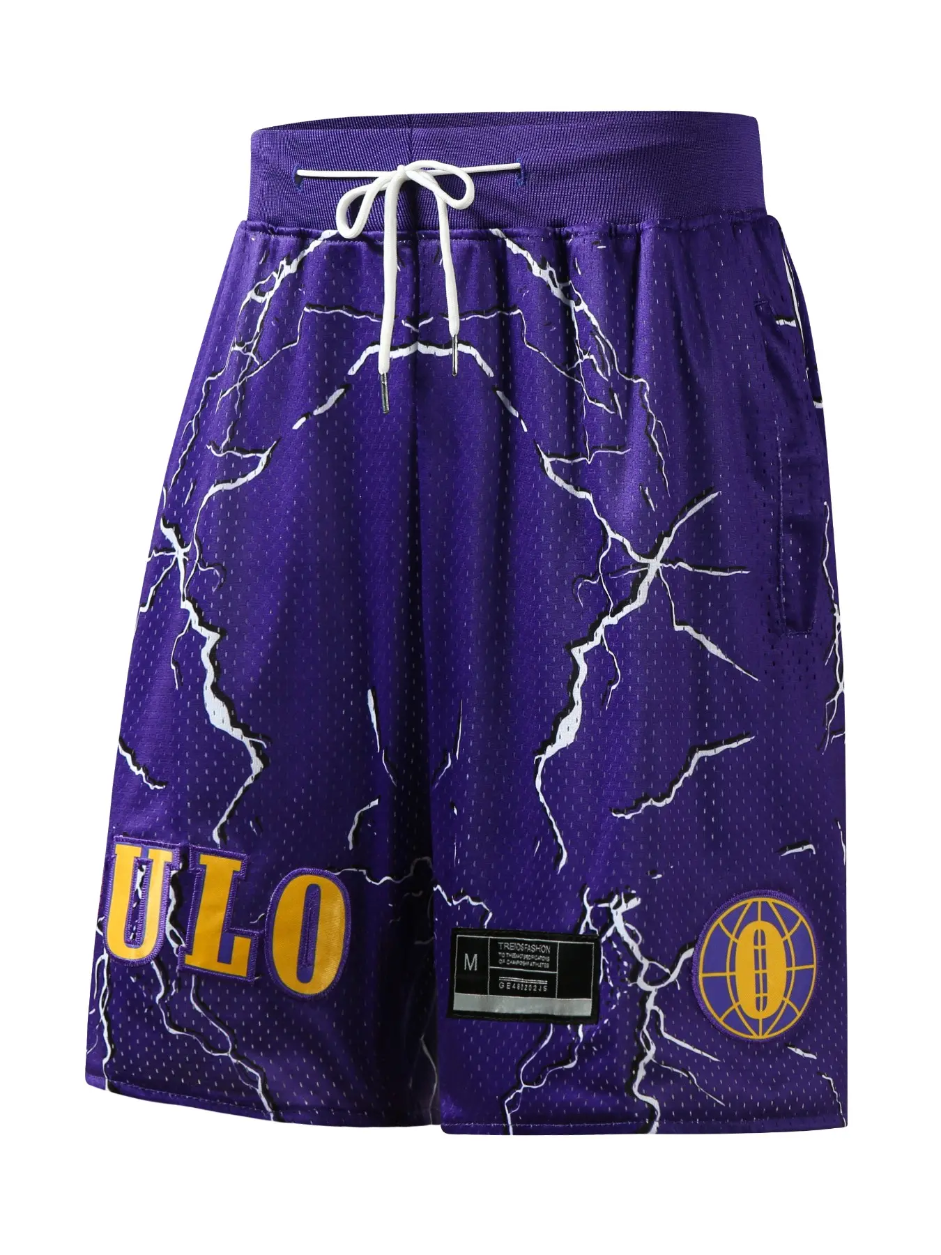 Men's Lakers Lightning Basketball Shorts, Quick-Dry Breathable Mesh, Casual Fitted Sports Pants for Summer