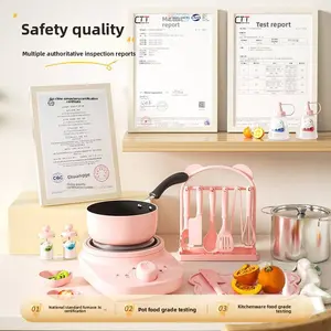 Mini Real Cook Kitchen Playset Food-Safe Anti-Burn Kid-Friendly Edible Chef Kit with Safety Quality Certificates for Family Bonding