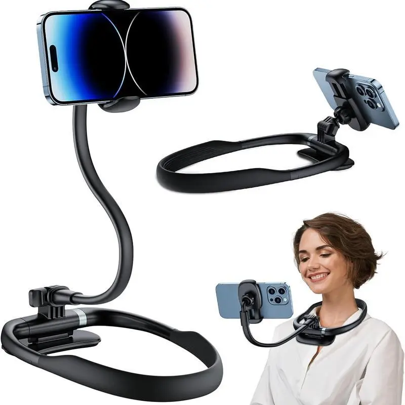 Silicone Clip Mobile Phone Holder & Stand - Portable Bed Mount with Removable Gooseneck for Quick Setup, Hands-Free Video Capture Accessory, Foam-Padded, Plastic-Enhanced, Fits 4-7" iPhones, Samsungs & All Smartphones, Manufacturer Warranty