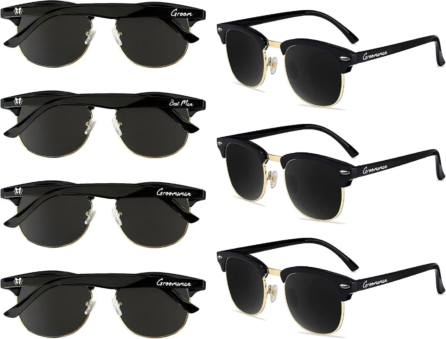 PartyGifts&beyond 7-Pack Comfortable Bachelor Party Sunglasses Set, Photo-Worthy Groomsmen Wedding Favors & Accessories