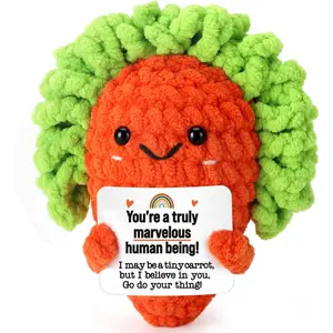 Positive Crochet Carrot Birthday Gifts for Teens Friends Besties Inspirational Appreciation Gifts for Women Teacher Coworker, Handmade Carrot Home Office Desk Decor