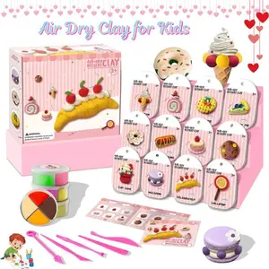 Air Dry Clay for Kids – Cake-Themed DIY Modeling Magic Clay Set with Sculpting Tools, 12 Boxes Soft Modeling Clay Art Supplies, Creative Arts & Crafts, Perfect Valentine’s Day Gift