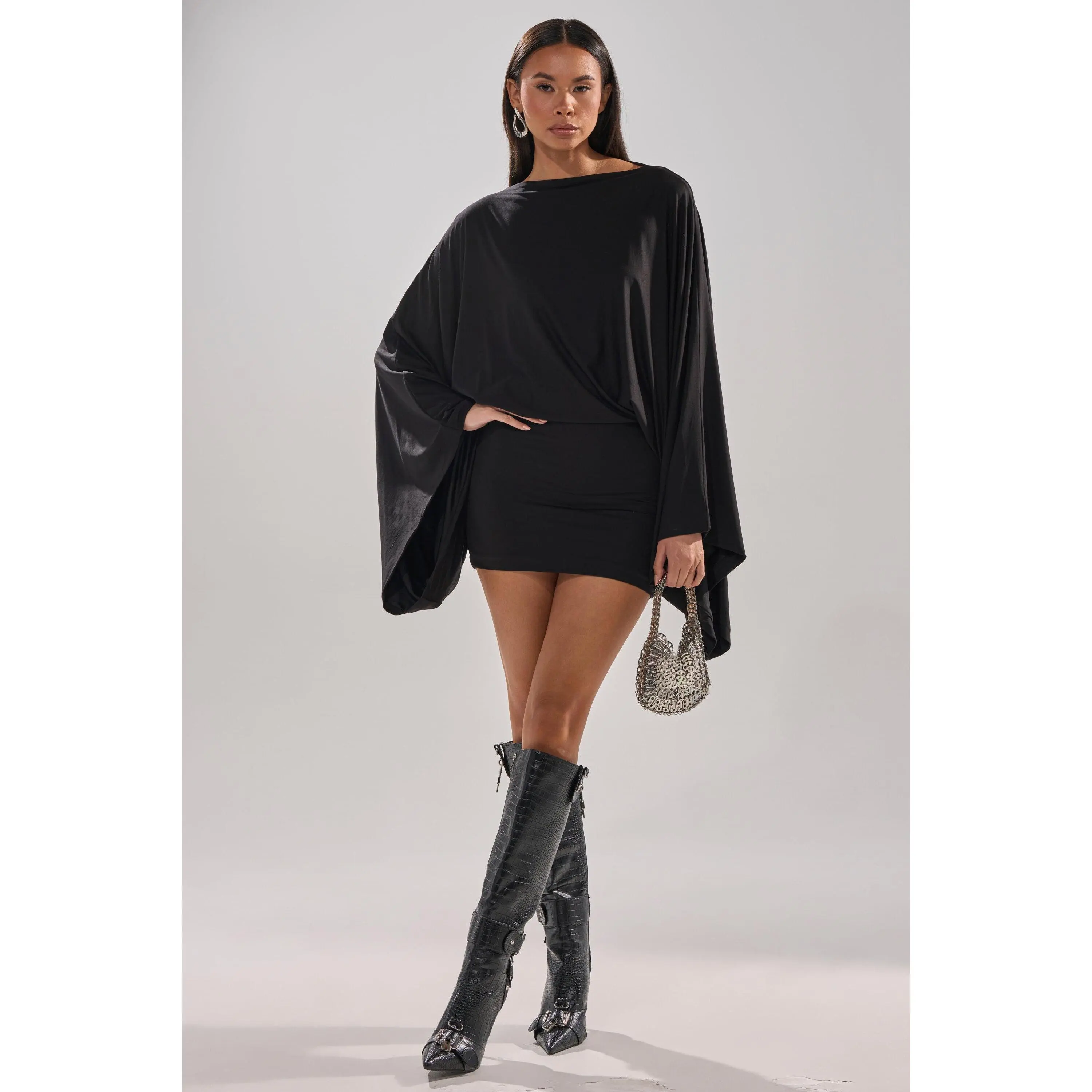DIANA DRAPED MINI DRESS IN BLACK - TikTok Shop