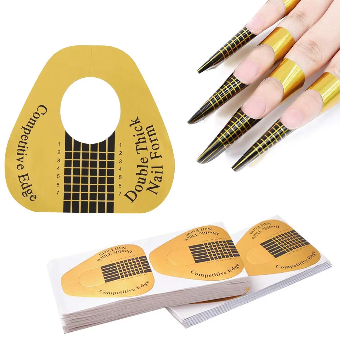 100 Pcs Nail Art Form Guide Stickers, Self-Adhesive Horseshoe Nail Forms for Acrylic Nails, Gel Nail Extension Tips, Professional Manicure Nail Art Tools