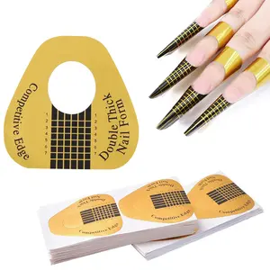 100 Pcs Nail Art Form Guide Stickers, Self-Adhesive Horseshoe Nail Forms for Acrylic Nails, Gel Nail Extension Tips, Professional Manicure Nail Art Tools