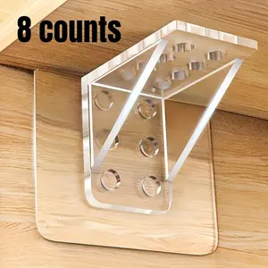 Wall Mounted Hook, Wall Mounted Holder, 8 Counts No Drill Rubber Rack Bracket, Strong Support Easy To Install Wall Mounted Hook, Home Organizer Hook for Kitchen Cabinets Bathroom Garage Storage