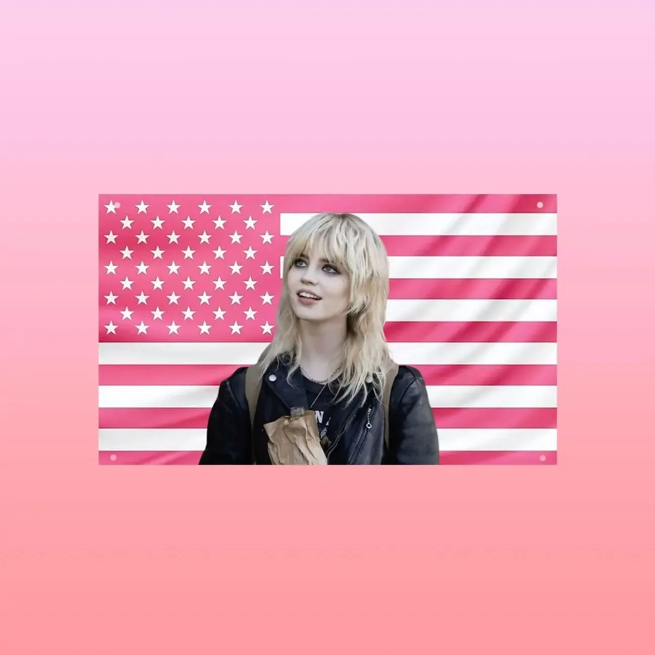 Natalie Scatorccio Pink USA Flag, Yellowjackets Wall Art, Sophie Thatcher Frat Decor