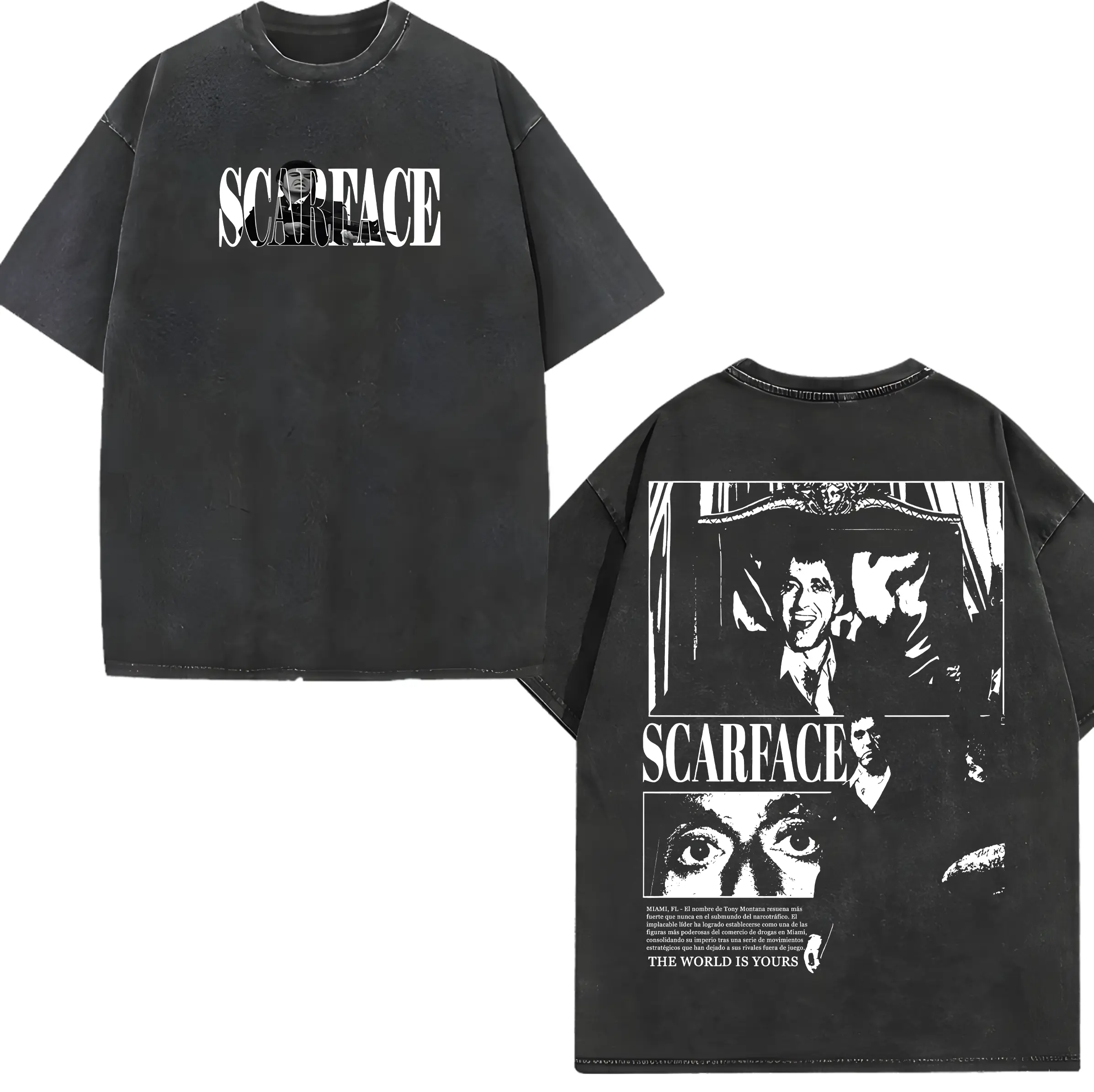 Vintage washed oversized shirt, retro 80s gangster movie streetwear top, classic mafia movie poster style T-shirt, unisex heavyweight cotton shirt, a gift for movie fans Crewneck Tropical