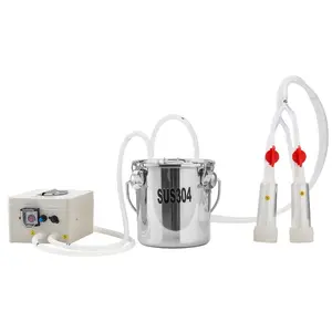 Goat Milking Machine, 0.8 Gal/ 3 L Food-Grade Stainless Steel Bucket, with 5200 mAh Rechargeable Battery, 2 Teat Cups, Cordless Portable Pulsation Vaccum Electric Milking Machine for Goats Only