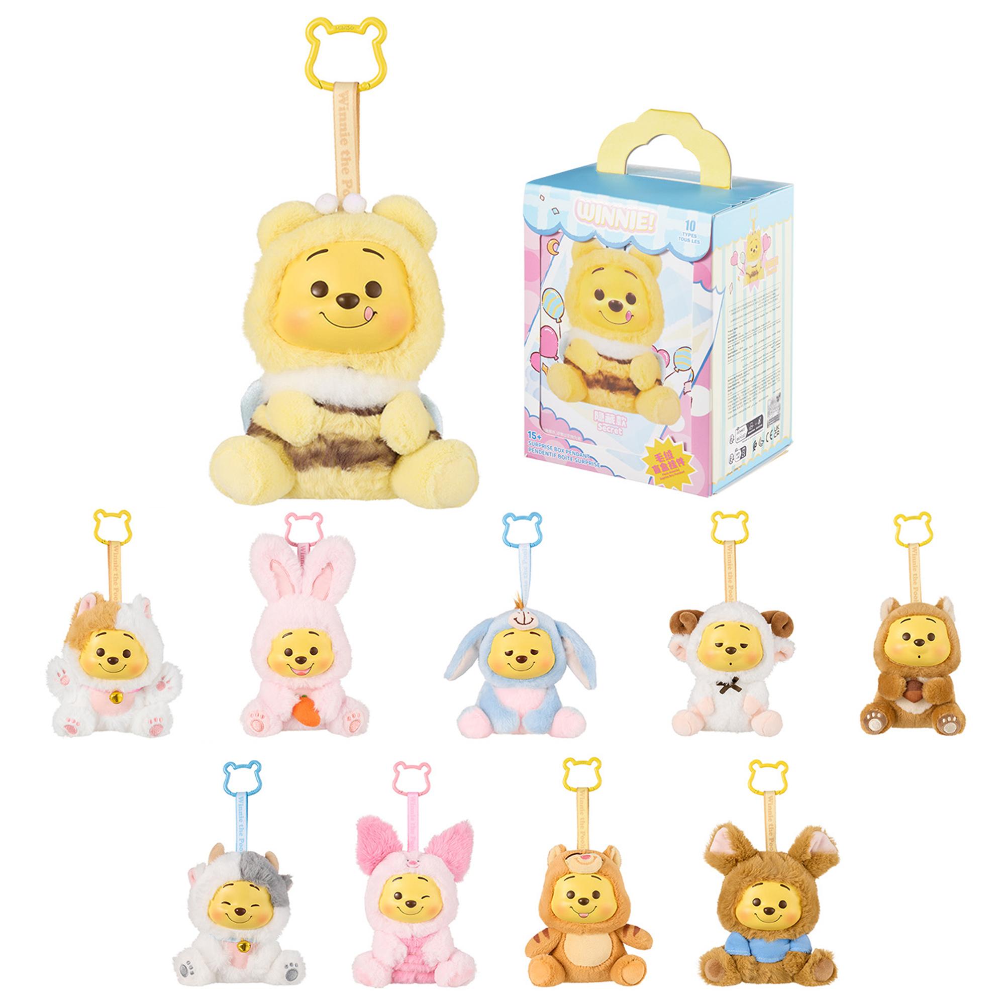 Disney Winnie the Pooh Series Mischievous Party Vinyl Plush Mystery Box,Plush Pendant Blind Box,Cute Keychain Plush Toy, Cute Collectible Figure with Snap Strap for Bags, Toys, and Gifts,Gift for Adults,Teen or Kids(Height 8.46")