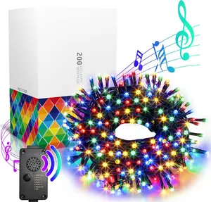 Christmas Lights Outdoor 82Ft 200LT Christmas Lights with Cheerful Music  Motion Sensor Controller for Indoor Outdoor Christmas Tree Party Patio Garden Decorations (Multi-Color)