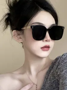 New Gm Retro Square Frame Korean Fashion Sunglasses with Chain Legs, High-End Sun Glasses for Cross-Border Tiktok & Xiao Book