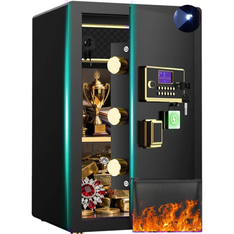 [Gift in Love] RXDSAFE Muti-Function Home Security Safe Box with Digital Keypad Alarm System Internal Locking Compartment for Money Jewelry Office Fireproof Waterproof Bag Bill