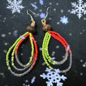 Christmas Glamour Beaded Hoop Earrings with Red Green and Clear Beads for Festive Holiday Style Festive Jewelry