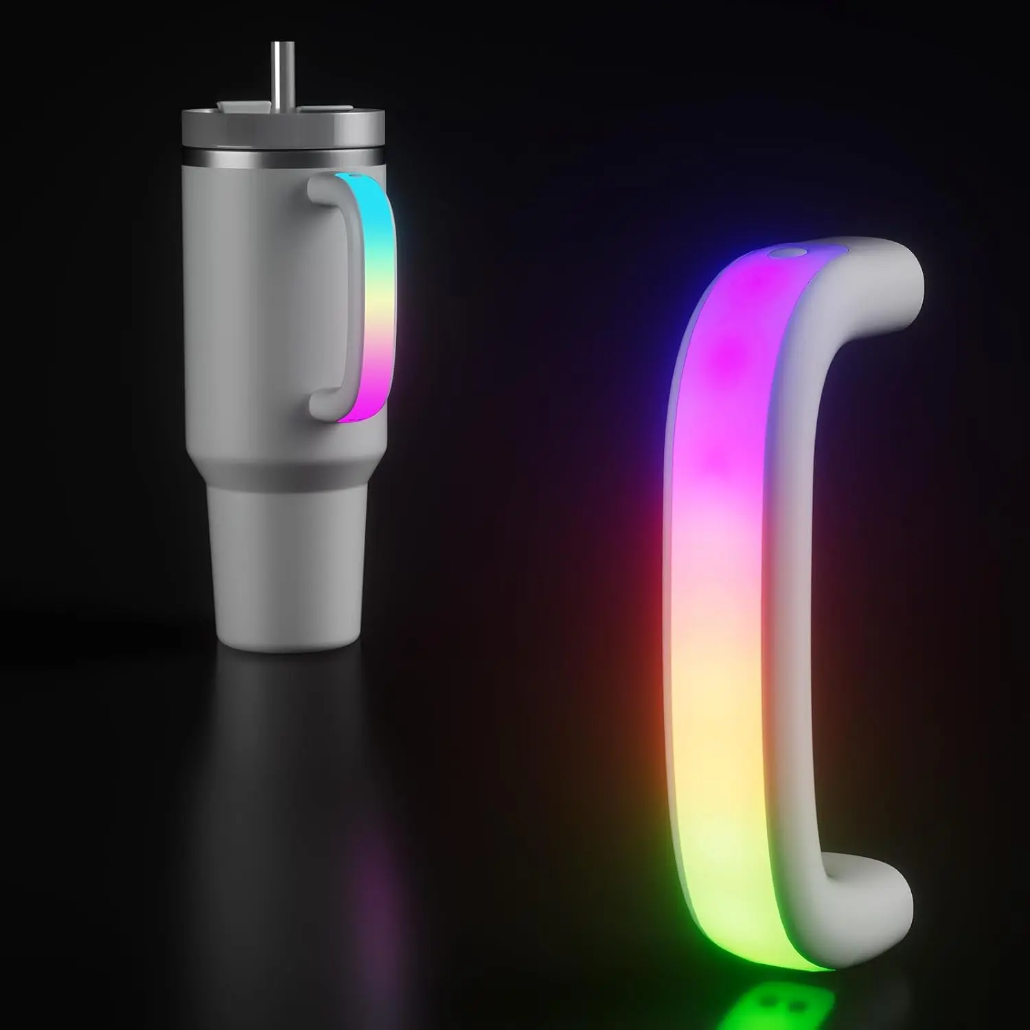 Water Bottle Handle for Stanley 30oz/40oz Bottles, 6-Color Touch-Activated Light-Up Flat-Bottomed, Waterproof, Durable, Colorful Nighttime Ambient Lighting, Ideal for Outdoor Use & Holiday Gifts, Water Proof