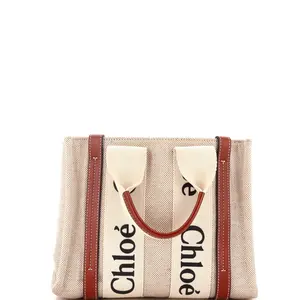 Pre-owned Chloé Canvas Plain, Leather Tote Bags REBAG Chloe Woody Tote Canvas with Leather Small by Rebag