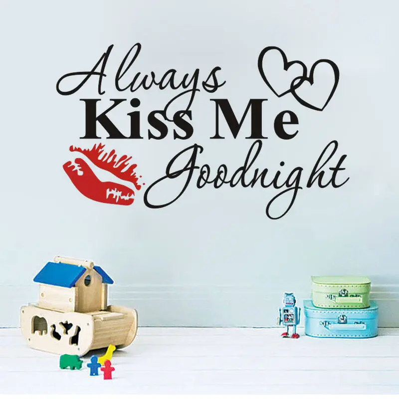 1 Set of goodnight kisses, romantic quotes, Wall Stickers Decorations, Decorative decal, couple themed decorative stickers, self-adhesive detachable waterproof DIY stickers, home wall, room, window, bedroom decoration, home decoration, Decoration Items
