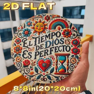 8*8IN(20*20CM) 2D FLAT El Tiempo de Dios Es Perfecto Metal Wall Sign | Durable Weather-Resistant Aluminum Art | Vibrant Floral Heart Plaque | Outdoor/Indoor Decor for Patio, Garden, Café & Home