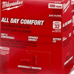 Milwaukee Earplugs Foam 32DB 48-73-3006 All Day Comfort