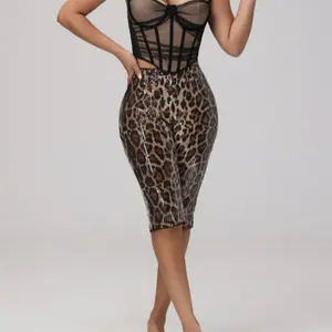 Sequin Capri Pants - Leopard Print Sequin Bottoms Womenswear Chic Style Cropped Elegance