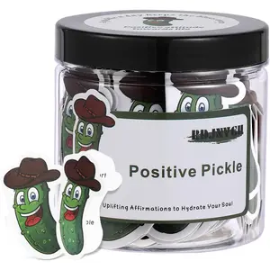 60 Positive Pickle Cards Jar, Positive Affirmation Cards for Women, Easter Basket Stuffers for Teens, Non-repetitive Emotional Support Pickle, Birthday Gifts, Easter Gifts for Teens Women Men