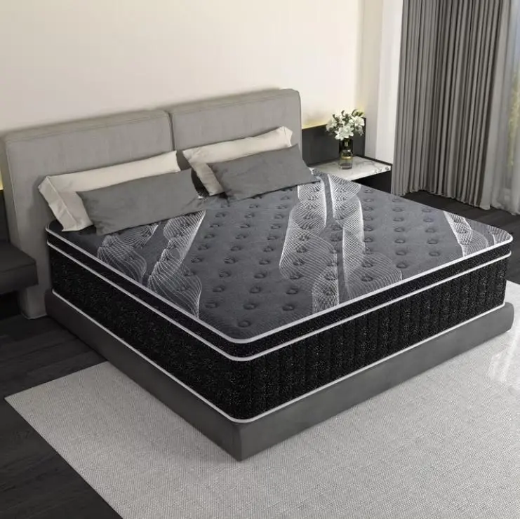 Mattress 12inch,Mattress Size,Black Cooling Gel Memory & Spring Hybrid Medium Comfort Motion Isolation, Pressure Relief,Mattress in a Box,CertiPUR-US
