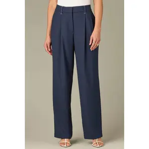 Ultra Skyrise Double Pleated Petite Relaxed Straight Leg Trousers