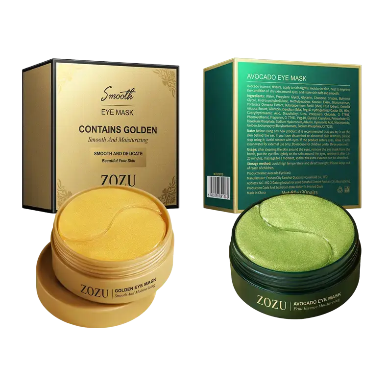 Avocado & Gold Eye Mask Duo, Day & Night Moisturizing Eye Patches, Hydrating & Nourishing Under-Eye Care, Gentle Daily Skincare Essentials