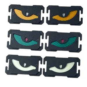 2-Piece Luminous Evil Eye Tactical Morale Patch Set — Compatible with MOLLE system, luminous cat eye badge, suitable for backpacks, tactical vests, ballistic plate carriers and other equipment, made of durable ABS plastic material, sold in pairs