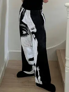 INCERUN Men American Fashion Long Pants Casual Loose Fit Printed Elastic waist Trousers Streetwear Personality Loose Bottoms