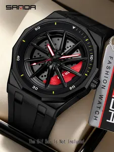 Sanda Fashion Rotating Wheel Watch, Waterproof Luminous Student Watch, Analog Quartz Movement, Casual Style, Perfect Gift
