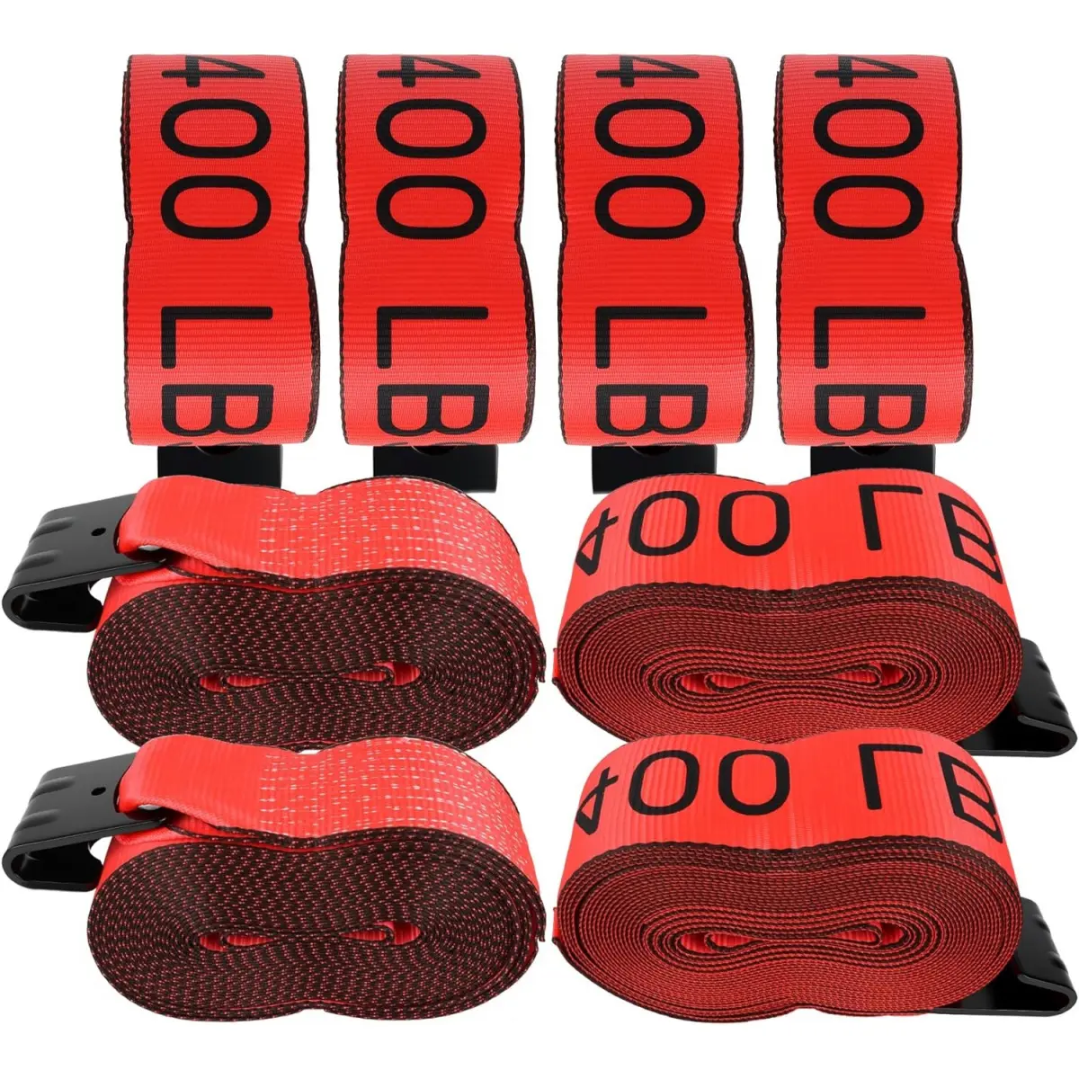 Kinedyne Heavy Duty Winch Straps (8 Pack) - 4 in x 40 ft Flat Hooks, 5400 lbs WLL, Polyester Webbing, Trailer Accessories, Tie-Downs, Ice-Resistant Cargo Towing Aid for Flatbed Trucks, Utility Trailers, 5,400 lbs Lifelong Performance