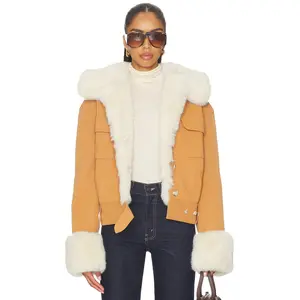 Lovers and Friends James Faux Leather Jacket in Golden Brown