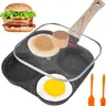 4 Cup Nonstick Egg Frying Pan with Lid, Multi Section Omelette & Pancake Maker, Perfect Round Eggs, Easy Breakfast Pan for Gas Stove, Cookware