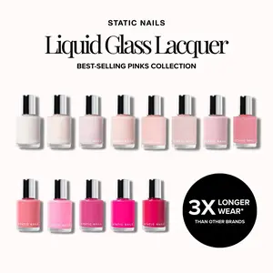 Static Nails Best-Selling Pinks Liquid Glass Lacquer Collection- Lasts 3x Longer Than Other Nail Polish Brands- Chip-Resistant, Long-Lasting, Non-Toxic
