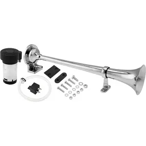 Horn Train Horn Kit for Trucks/Car/Motorcycle. Complete System with Air Compressor, 1 Trumpet. Super Loud dB. Fits Vehicles like Pickup/Semi/RV/SUV 12v Chrome Plated VXH1400C