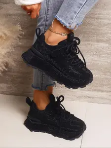 Women's Trendy Sparkle Casual Shoes, Glitter Design Sneakers, Comfortable Non-Slip Low-Top Sports Shoes, Full Rhinestone Embellished, Ideal for Fashion & Daily Use