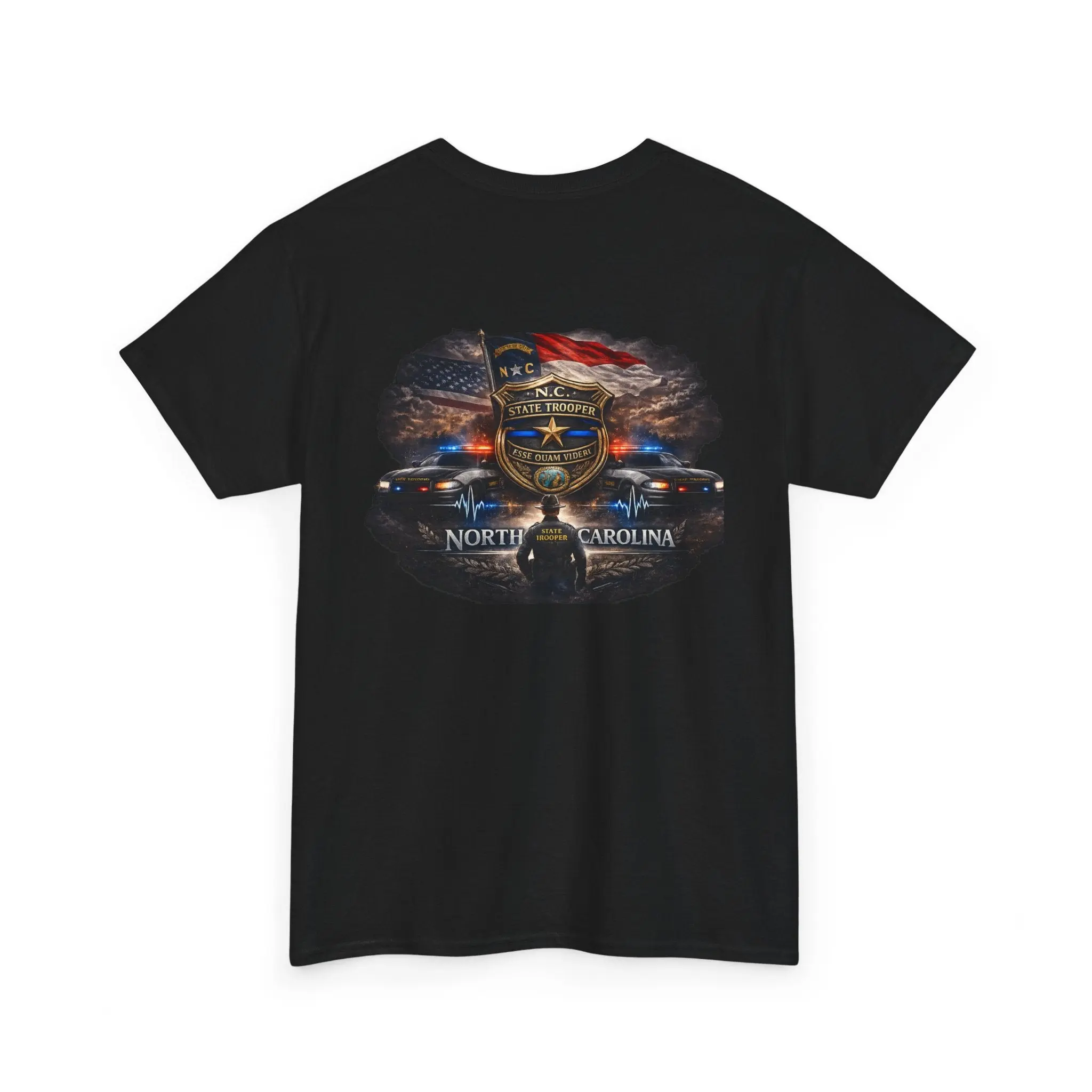 Sworn to serve-State Trooper Badge North Carolina T‑Shirt – Motto