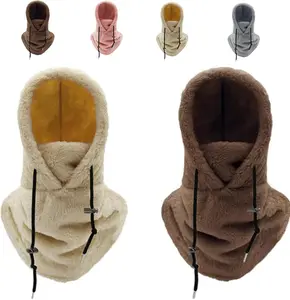 Ski Mask Winter Windproof Balaclava Plush Warm Beanie Hood Adjustable Unisex Wool Hat and Scarf for Outdoor Sports and Cycling