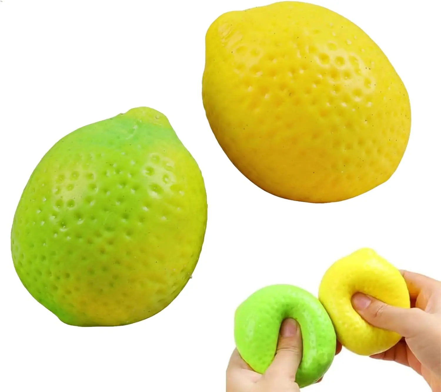 Crunchy Squishy Lemon-Lime Green Fruit Fidget Toy, Crispy Bead-Filled ASMR Squeeze Item for Desk Sensory Play & Gifting (Stress Relief Novelty Product)